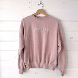 Brandy Melville John Galt New York City USA Embroidered Y2K Crewneck Sweatshirt